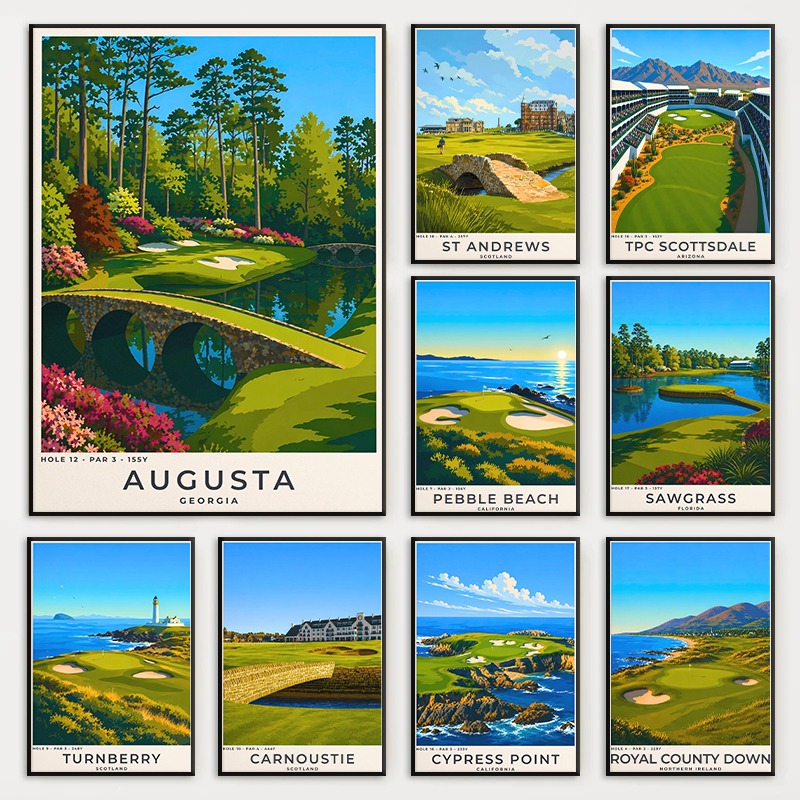 Home Decor Locations - Modern Golf Locations Travel Scenery Poster