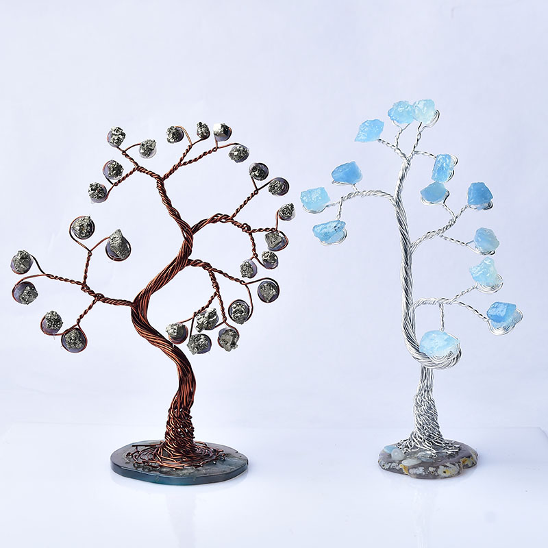 Home Decor Locations - 1PC Natural Aquamarine Pyrite Tree of