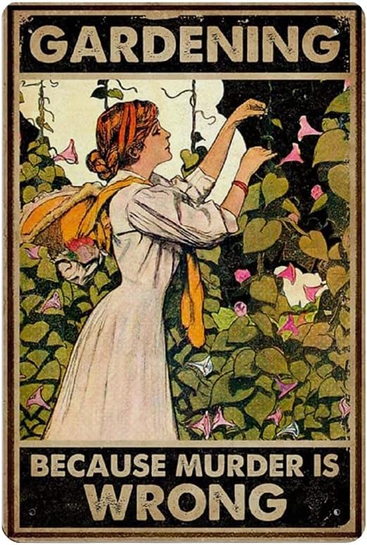 Home Decor Garden Ideas - Vintage Funny Metal Tin Sign Gardening