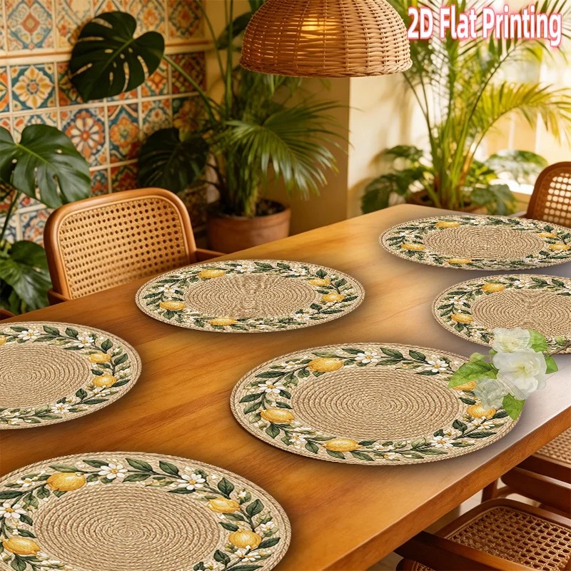 Home Decor Rattan - 4-Piece 2D Printed Placemats - Imitation