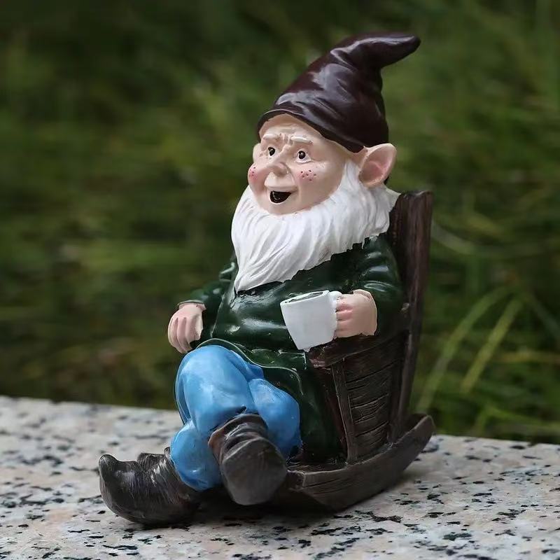 Home Decor Garden Ideas - Creative Resin Dwarf Ornament Rocking Chair