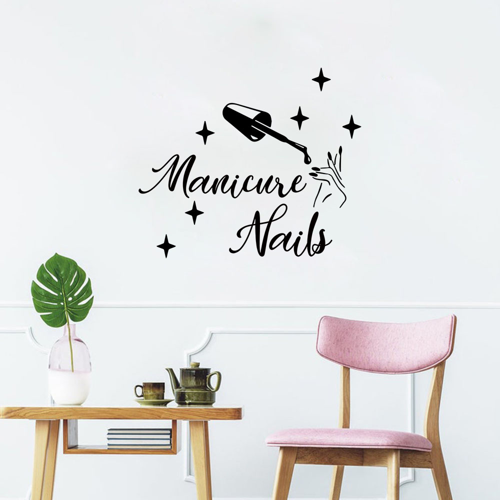 Home Decor Wall Stickers - 1PC Creative Manicure Personalized Text Decorative