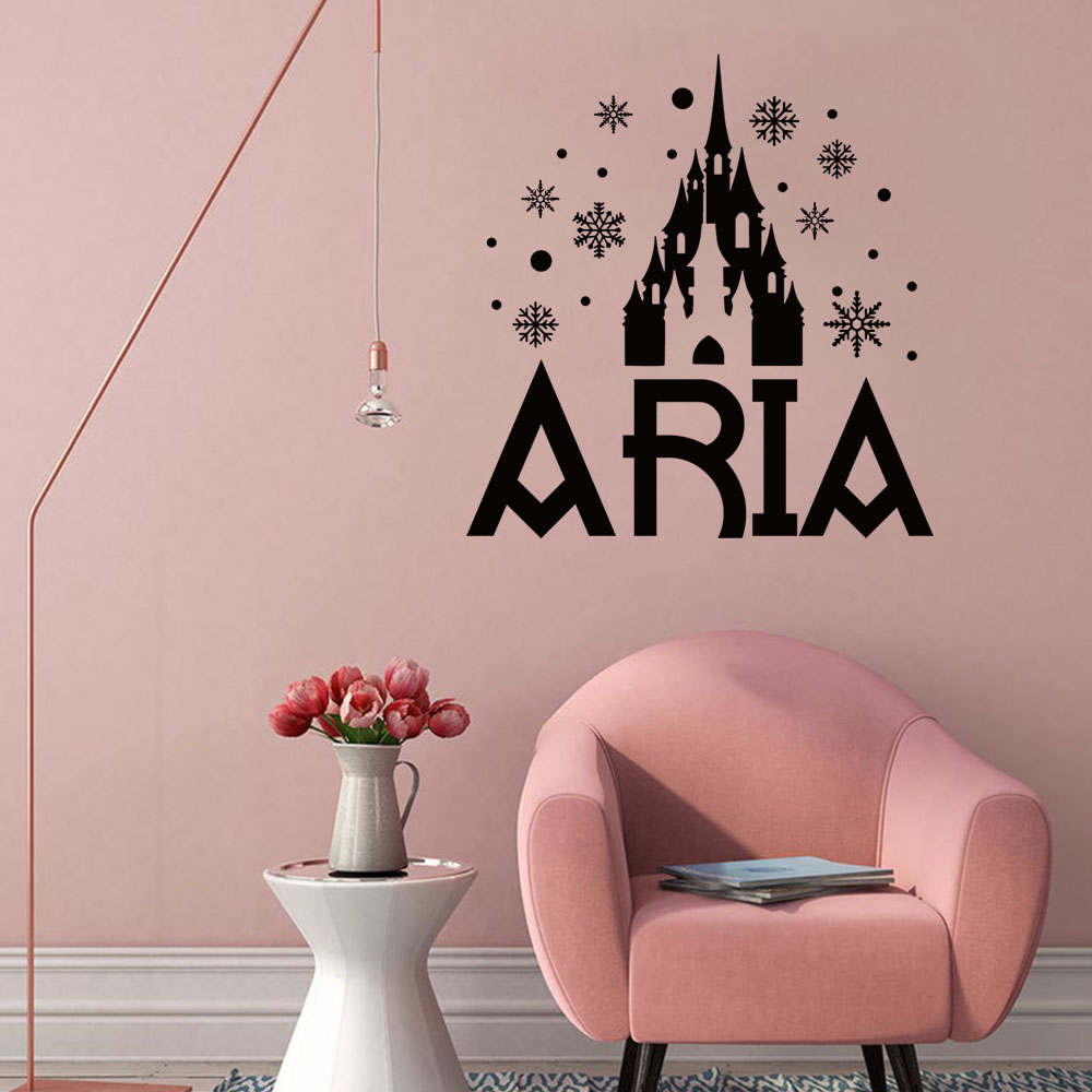 Home Decor Wall Stickers - 1PC Cute Castle Snowflake Custom Text