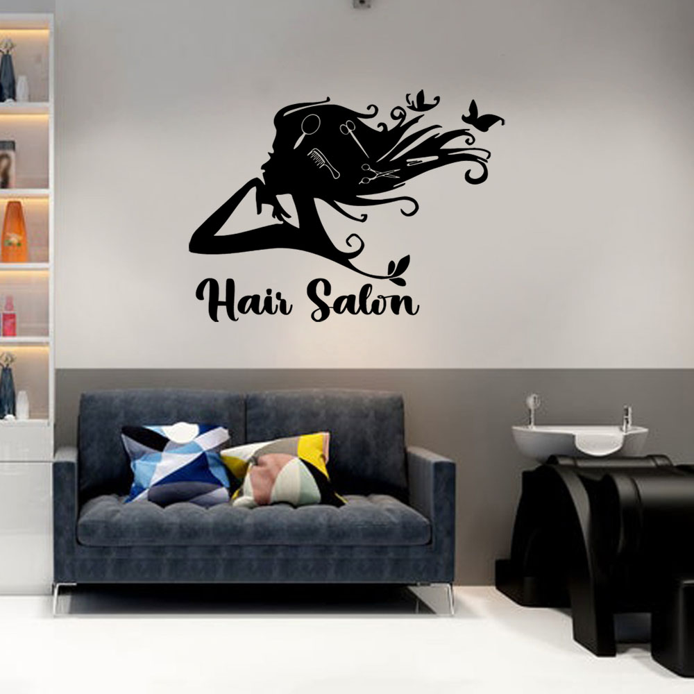 Home Decor Wall Stickers - 1PC Colorful Hairdressing Customizable Name Home