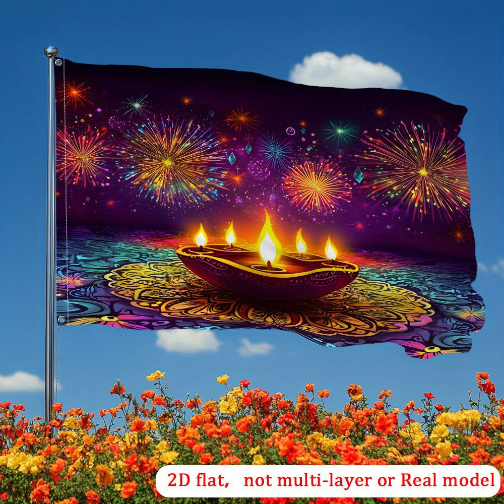 Home Decor Garden Ideas - Diwali Candle Shine Night Garden Flag