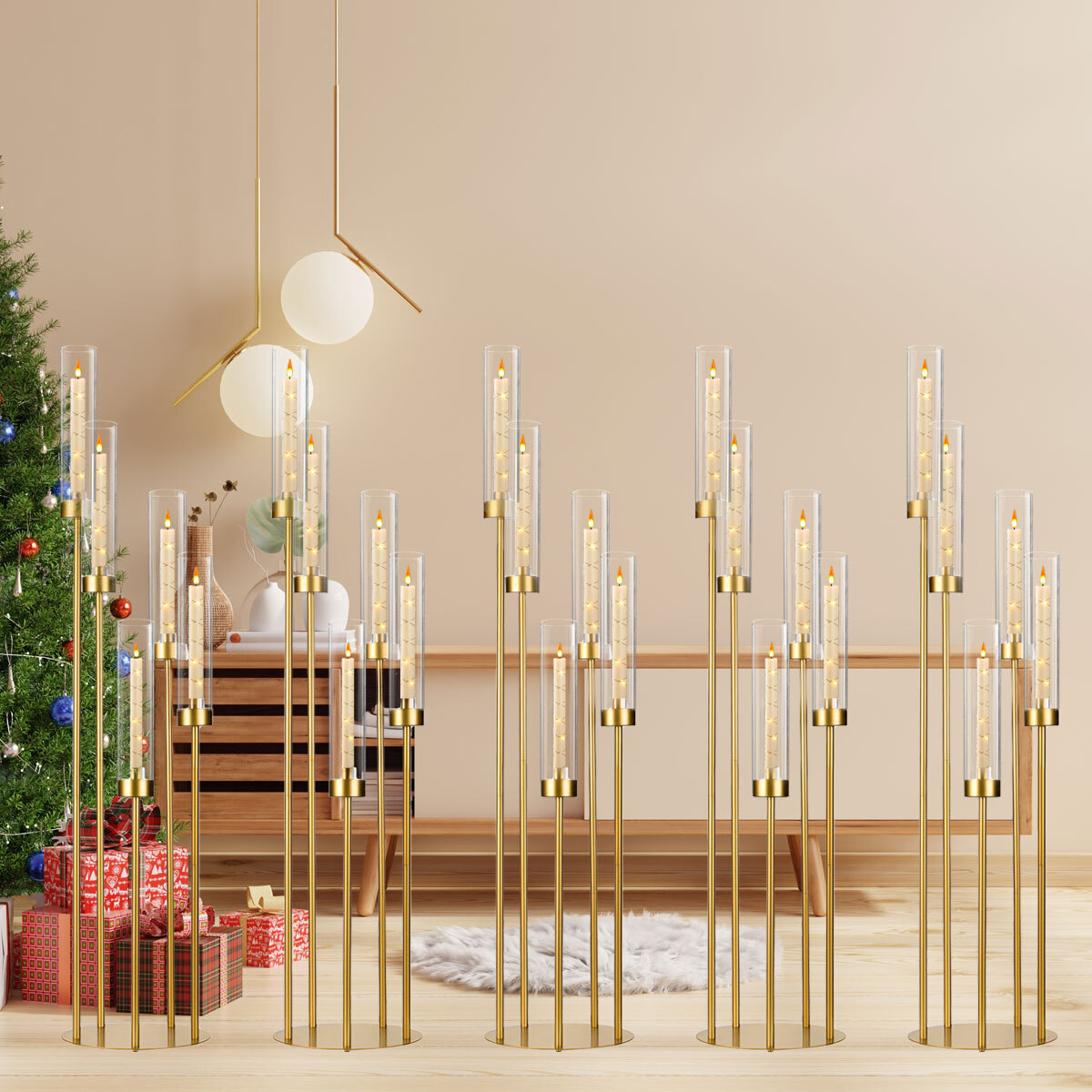 10Pcs Gold Floor Candelabra 5  - Home Decor Gold 评论和价格