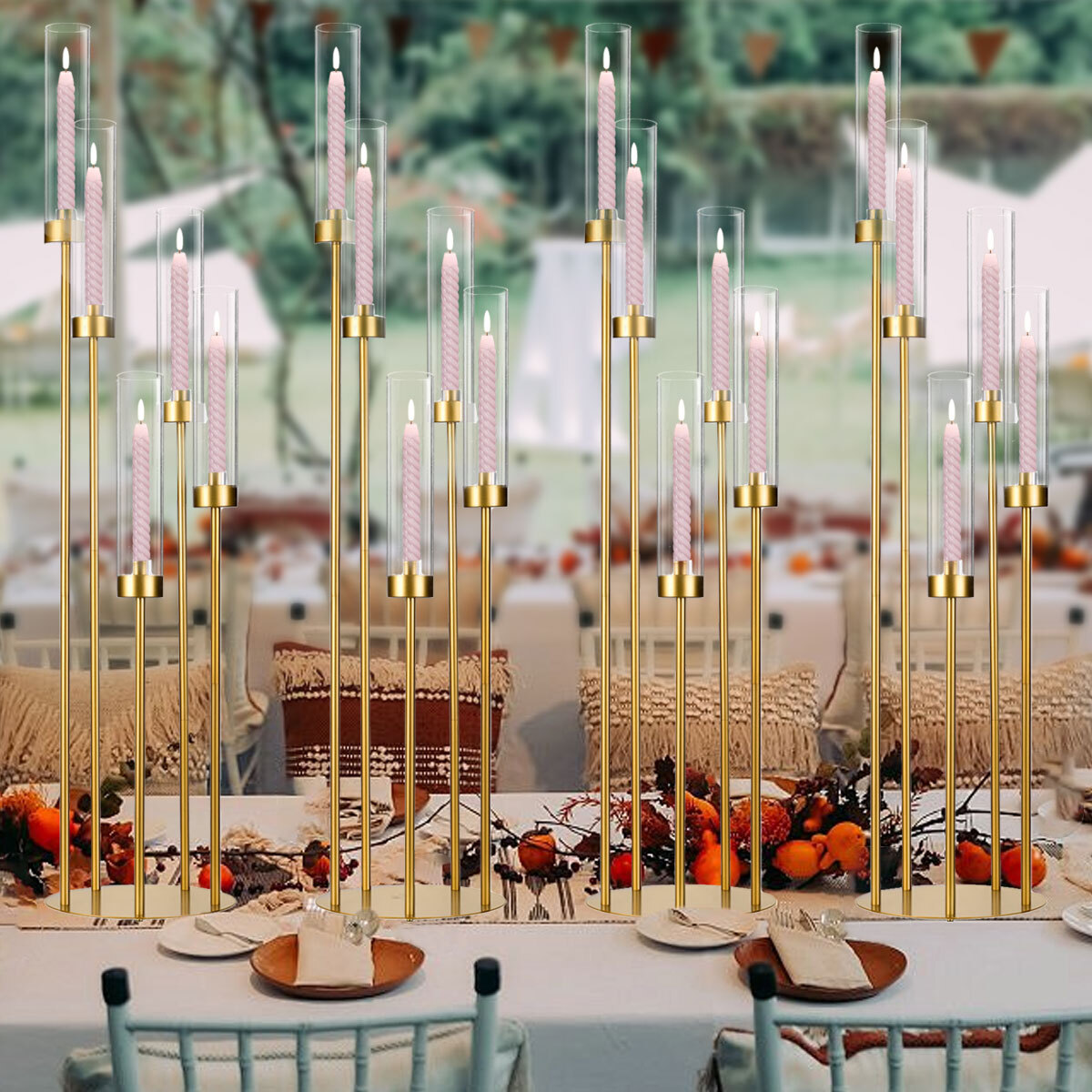 10Pcs Gold Floor Candelabra 5  - Home Decor Gold 评论和价格