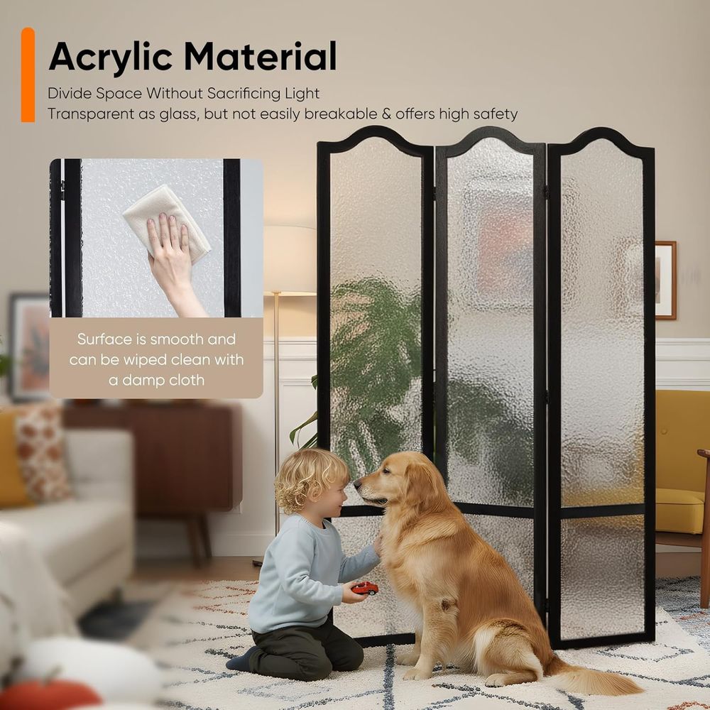 Black 3-Panel Acrylic Room Div - Room Divider Screen 评论和价格