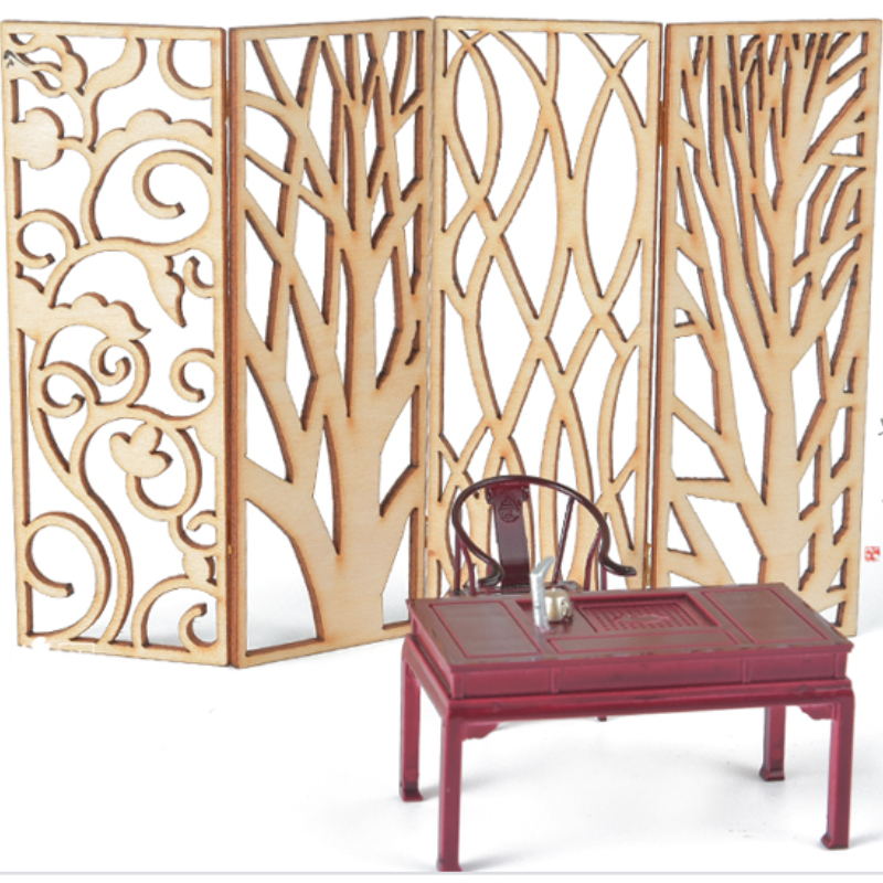4pcs Wooden Miniature Partitio - Room Divider Screen 评论和价格