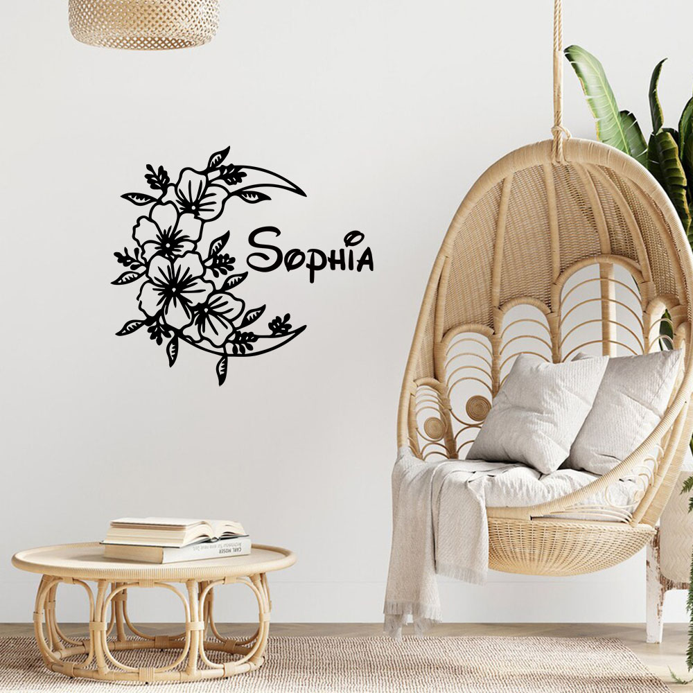 1PC Creative Moon Flower Custo - Home Decor Wall Stickers 评论和价格
