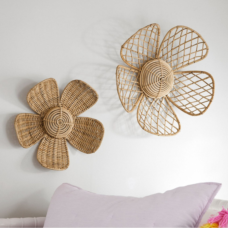 Nordic Woven Rattan Flower Wal - Home Decor Rattan 评论和价格