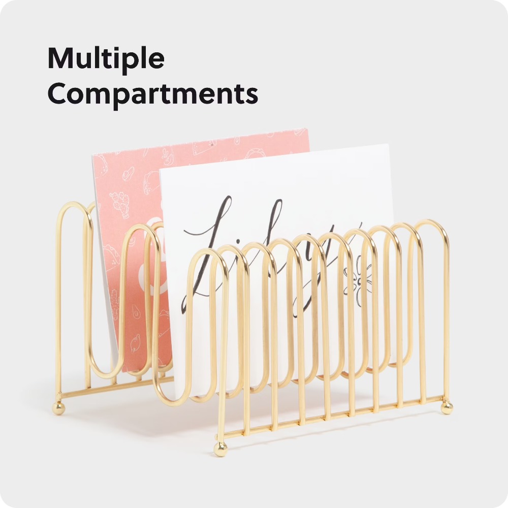 Bent Wire Desk Organizer Lette - Home Decor Gold 评论和价格