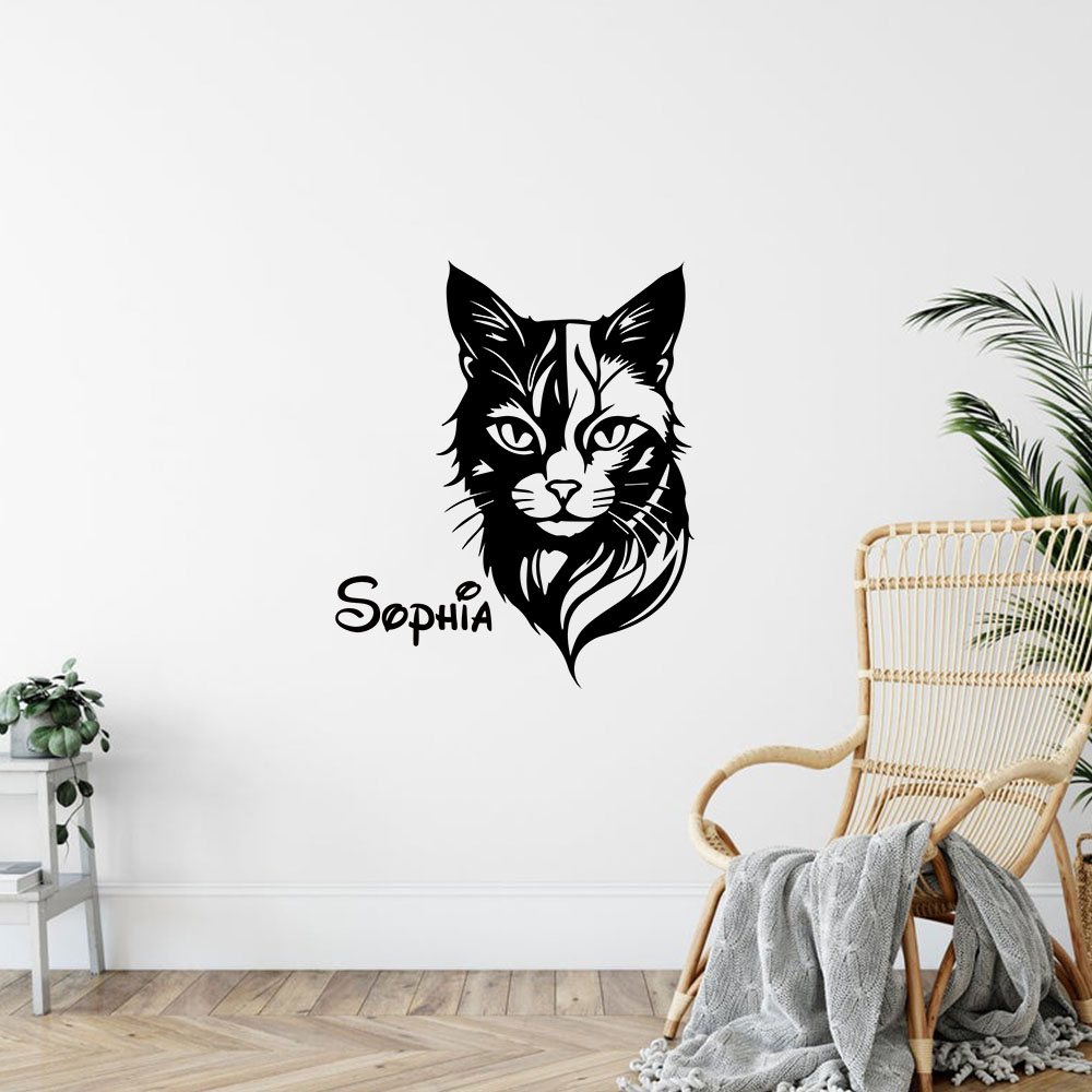 1PC Cute Cat Personalized Name - Home Decor Wall Stickers 评论和价格
