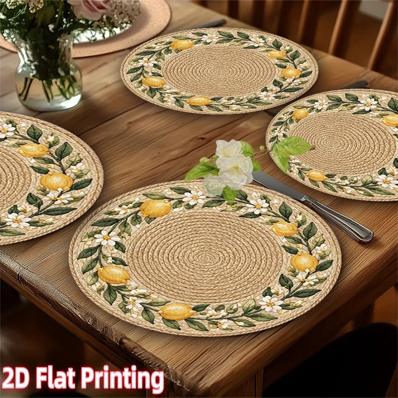 4-Piece 2D Printed Placemats - - Home Decor Rattan 评论和价格