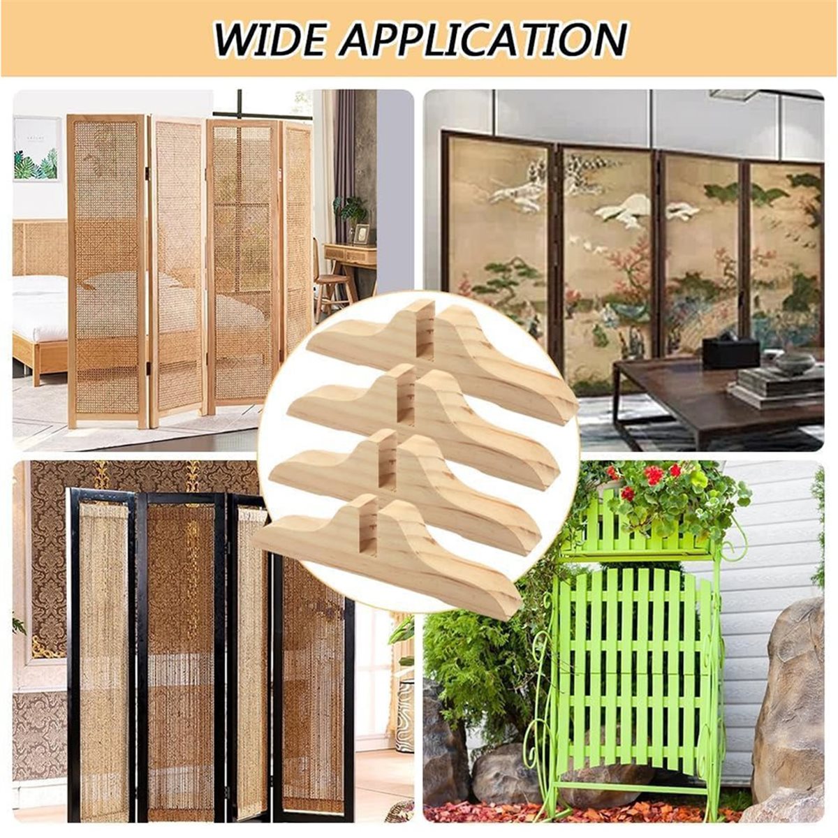 PHONE&GEAR 4pcs Wooden Room Di - Room Divider Screen 评论和价格