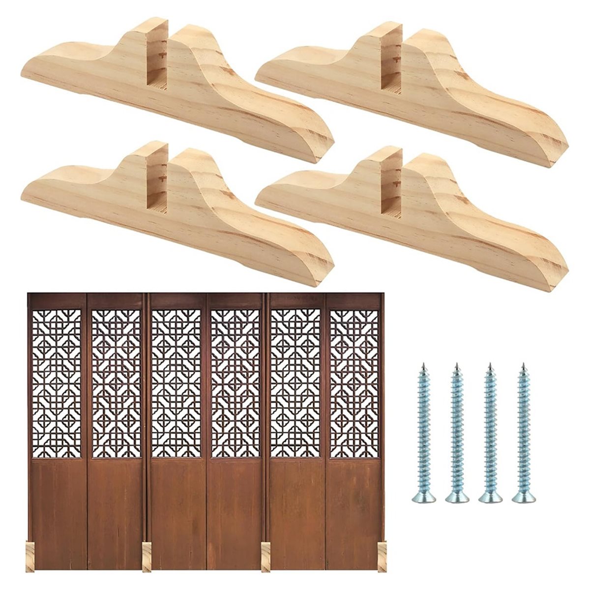 PHONE&GEAR 4pcs Wooden Room Di - Room Divider Screen 评论和价格